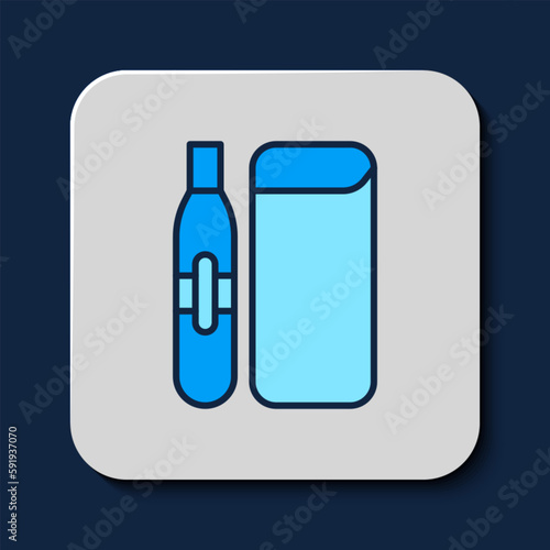 Filled outline Electronic cigarette icon isolated on blue background. Vape smoking tool. Vaporizer Device. Vector