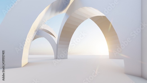 Fototapeta Naklejka Na Ścianę i Meble -  Abstract architecture background arched interior 3d render