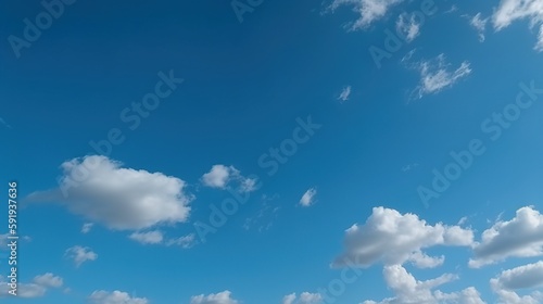 Blauer Himmel mit Wolken und Sonnenschein, friedliche Naturkulisse, entspannte Atmosphäre, malerischen Details, Generative AI 27