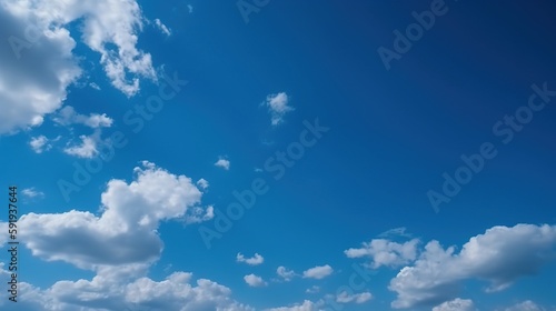 Blauer Himmel mit Wolken und Sonnenschein, friedliche Naturkulisse, entspannte Atmosphäre, malerischen Details, Generative AI 26