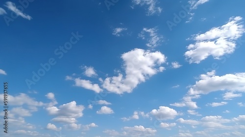Blauer Himmel mit Wolken und Sonnenschein, friedliche Naturkulisse, entspannte Atmosphäre, malerischen Details, Generative AI 28