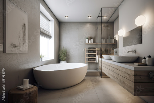 modern bathroom interior created with Generative AI technology