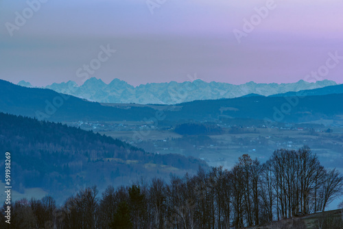 Tatras range during gray sunset