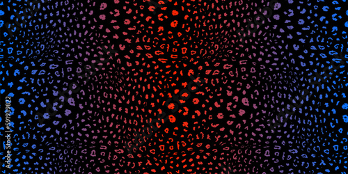 Leopard print pattern. Vector seamless background. Animal skin texture in retro 1990's - 2000's fashion style, trendy colors, purple, lilac, pink, holographic effect. Trendy pop art pattern design