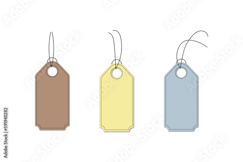 set of colorfull price tags on empty background. PNG
