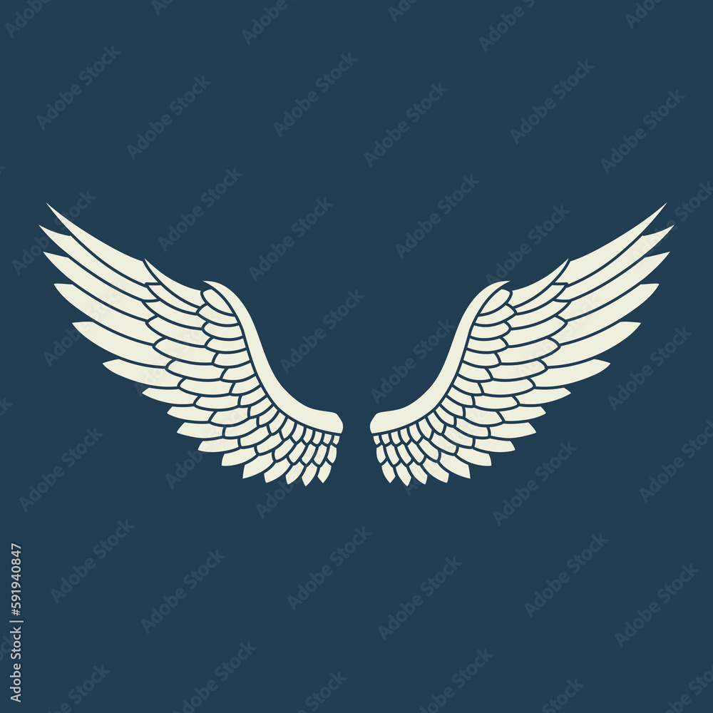 Fototapeta premium Vector white angel wings design