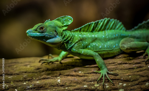 green lizard on a branch © A J Photography