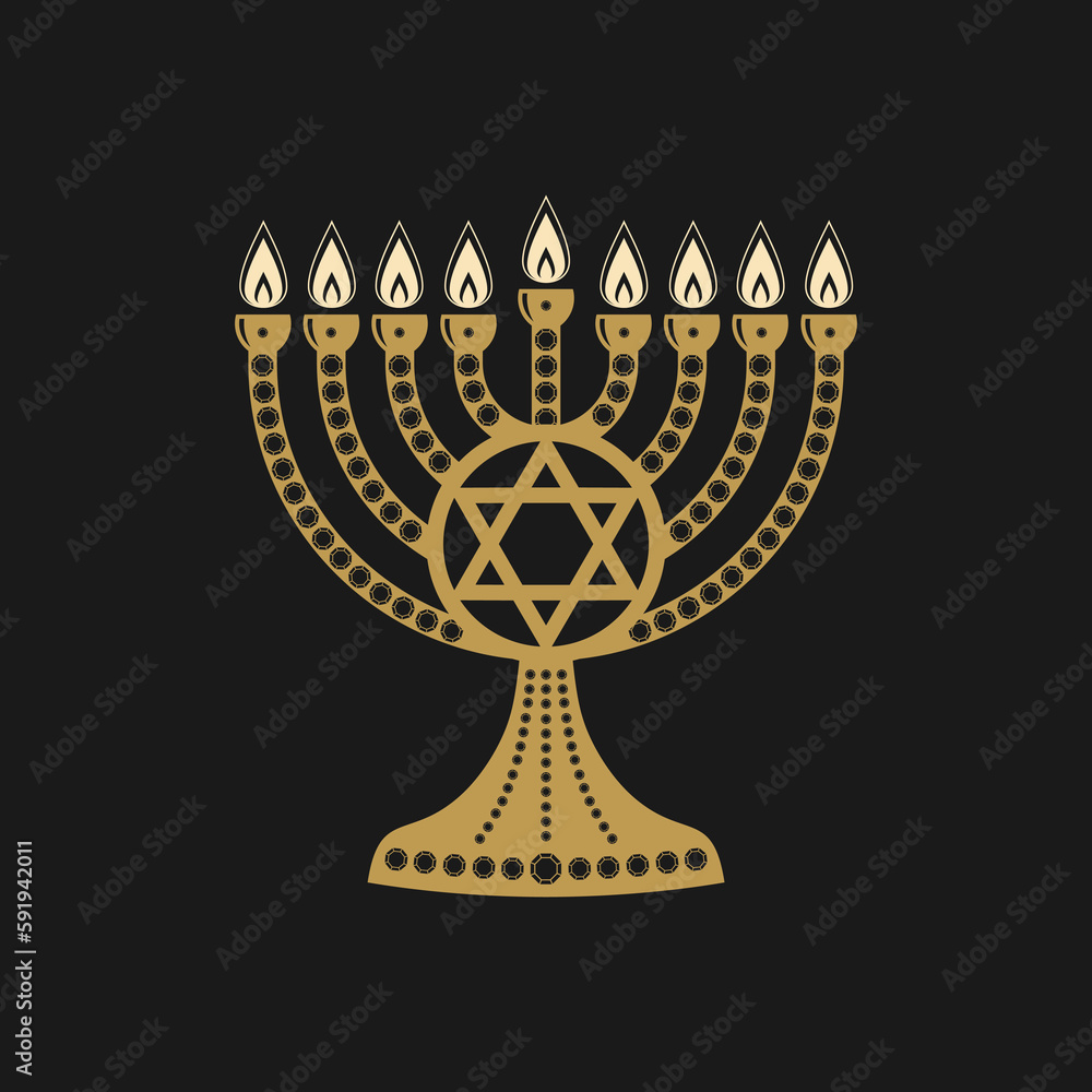 Vector illustration of a traditional Jewish Hanukkah menorah. Holiday