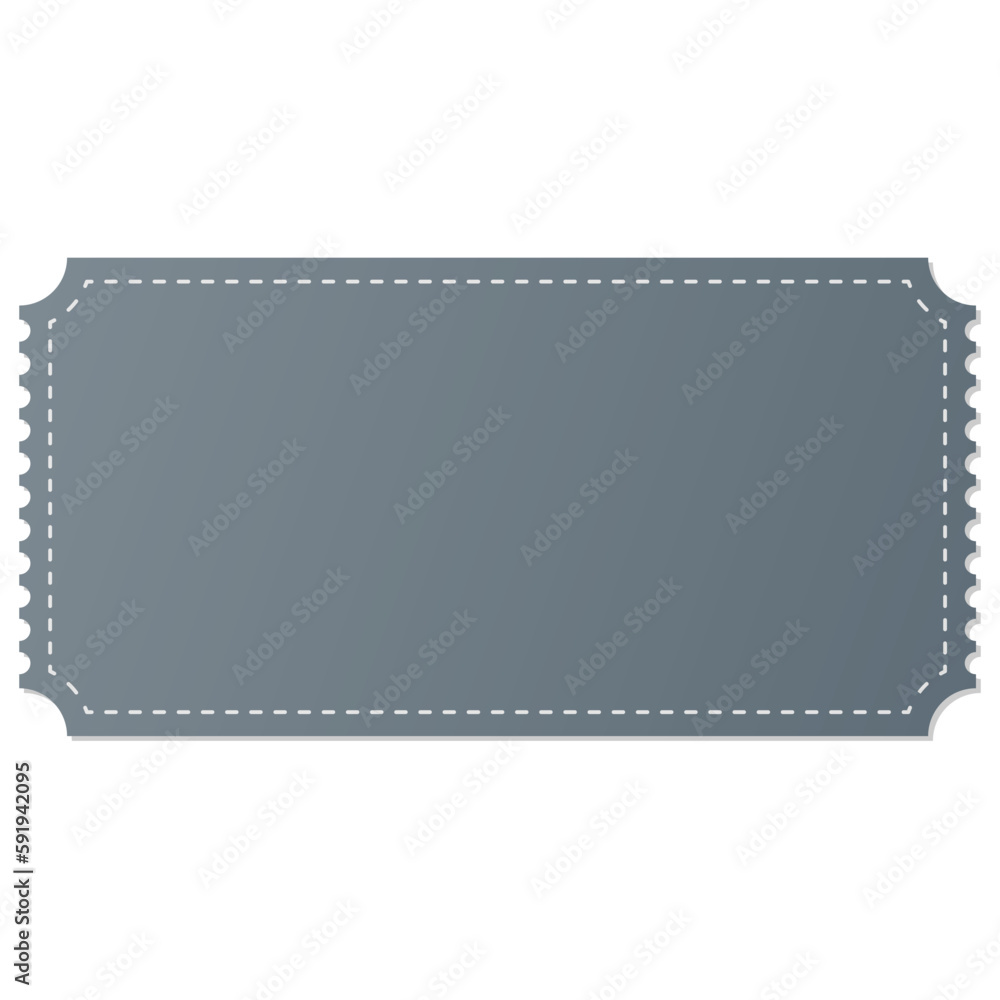 Blank Gray rectangle voucher with white dashed line border
