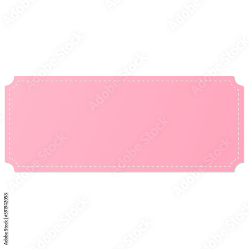 Blank Pink ticket and coupon with dashed line