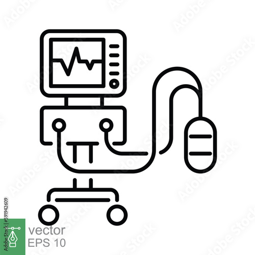 Medical ventilator line icon. Simple outline style. Artificial ventilation of the lungs concept. Thin line symbol. Vector illustration isolated on white background. EPS 10.