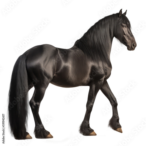 black horse isolated on white photo