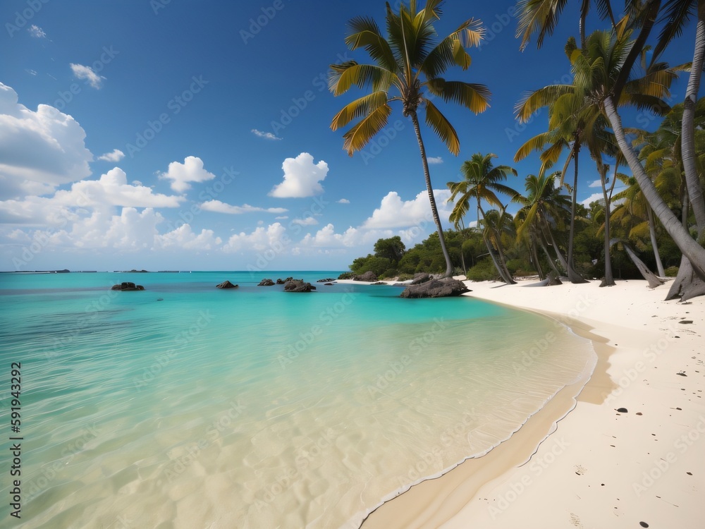 Naklejka premium beach with coconut trees