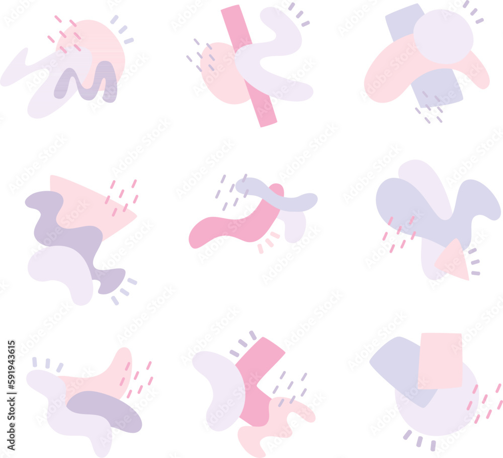 Flat Abstract Modern Shape with Soft Color and Different Composition Flat Abstract Modern Shape with Soft Color and Different Composition