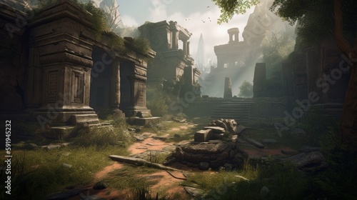 Series of environmental storytelling elements such as ruins or artifacts Game Art