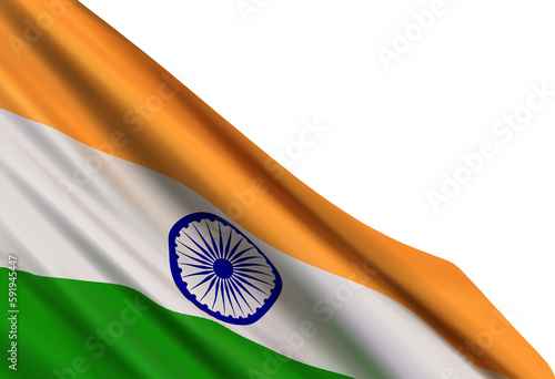 Realistic flag of India isolated on a transparent background. Design element for Independence day, Republic Day.