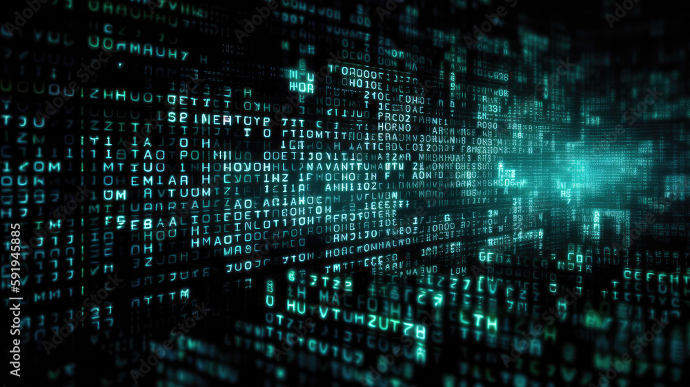 matrix code on black background created with Generative AI technology matrix code on black background created with Generative AI technology