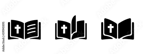 Open bible book icon pictogram set illustration