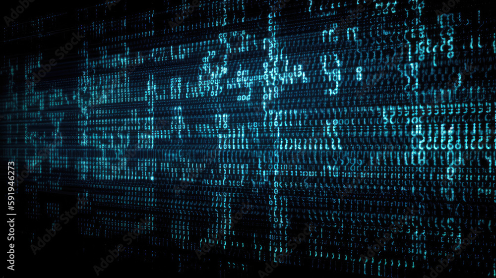 Obraz premium matrix code on black background created with Generative AI technology