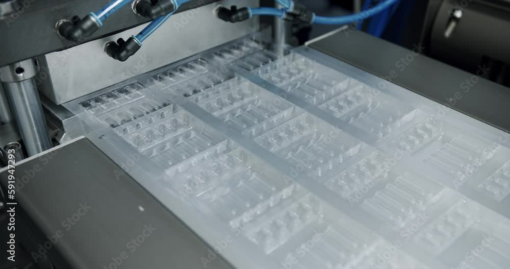 Vial in packaging for ampoules. Pharmaceutical automatic industry and