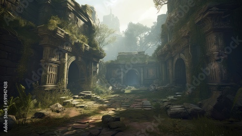 Series of environmental storytelling elements such as ruins or artifacts Game Art