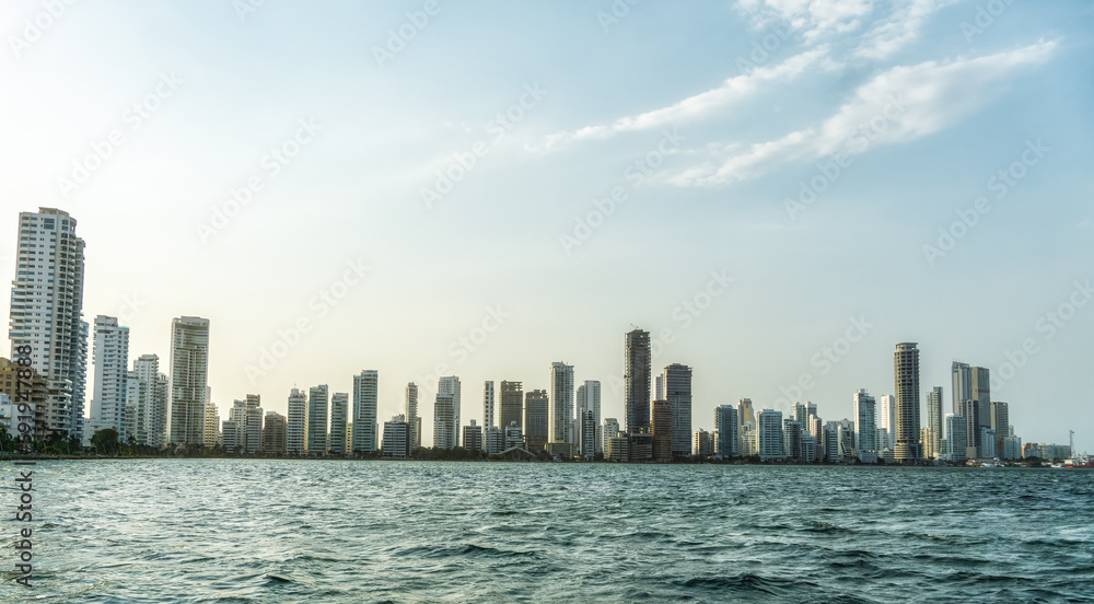 Naklejka premium Bocagrande district in Cartagena Colombia.