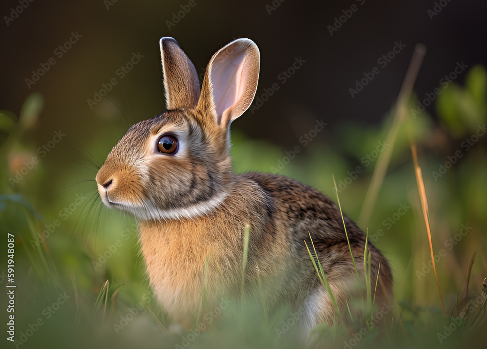 Fototapeta premium Eastern Cottontail 4 - Generative AI