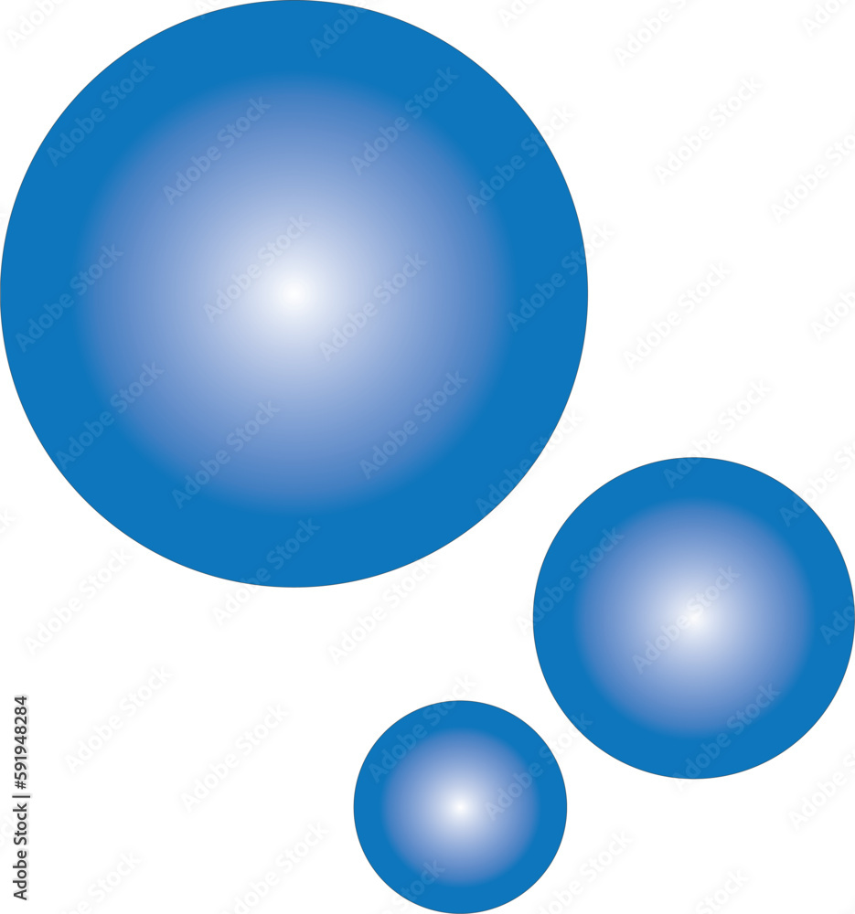 Abstract Blue Bubbles vector illustration. Transparent background.