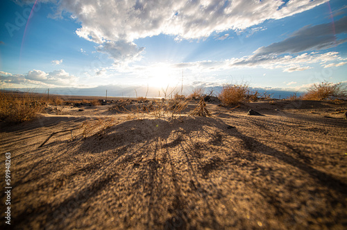 Sandy desert landscape at Death Valley in low light