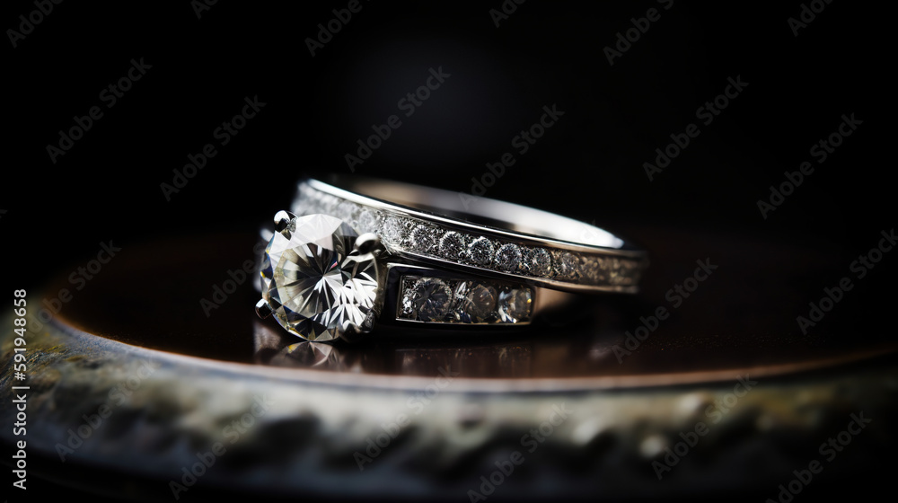 CloseUp of photo-realistic diamond ring. generative ai CloseUp of photo-realistic diamond ring. generative ai