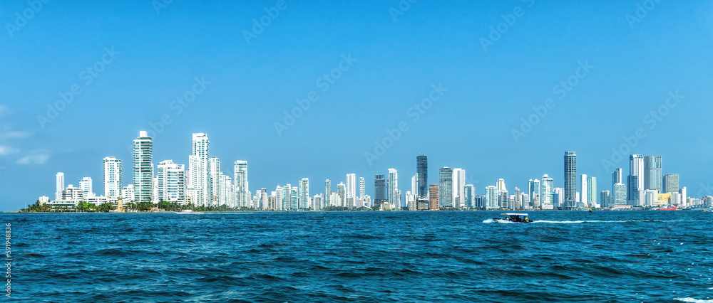 Fototapeta premium skyline of new city of Cartagena, Colombia.