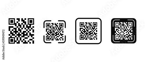 Scan, QR code icon. Digital scanning qr code. Scan for smartphone. QR code for payment. Scan QR code symbol