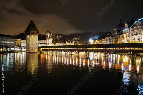 Lucern City night view, Switzerland