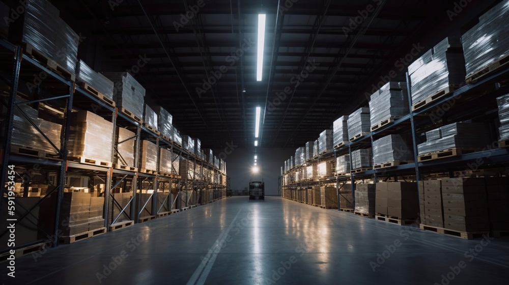 Warehouse, Generative AI, Illustration Warehouse, Generative AI, Illustration
