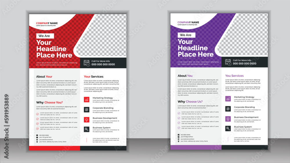 Creative Corporate business A4 flyer 2 templates layout, vector Design, brochures, and perfect posters for creating abstract professional business.  and digital marketing agency poster.
