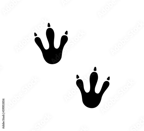 Dragon footprint icon. Hand drawn dinosaur paw print symbol. Dragon foot silhouette. Cute dino paw sign. Vector illustration isolated on white background.