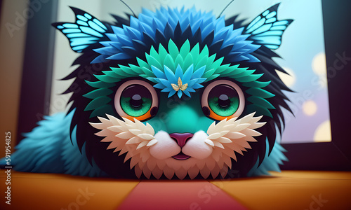 Fantastic creature a mixture of animal and insect, created with the help of artificial intelligence.