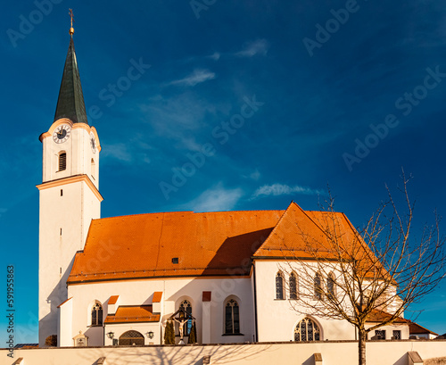 Church on a sunny winter day at Kirchdorf, Osterhofen, Bavaria, Germany photo