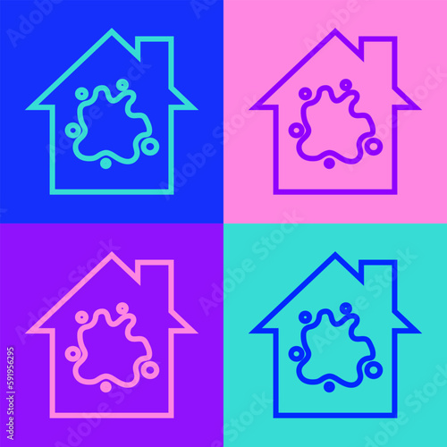 Pop art line Painting the house icon isolated on color background. Vector © Kostiantyn