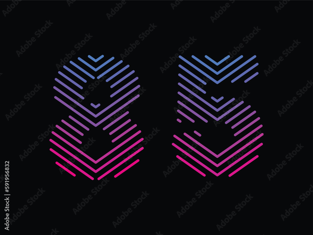 Digit 85 is written with colorful digital lines. Abstract digit 85 logo design template. Logo type vector design Digit 85 is written with colorful digital lines. Abstract digit 85 logo design template. Logo type vector design