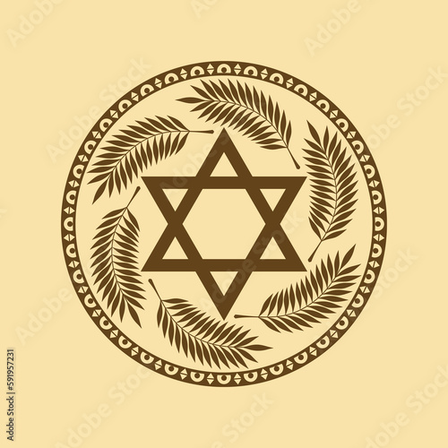 Vector illustration of the Jewish Star of David symbol combined with decorative design elements.