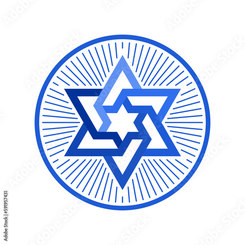 Vector illustration of the Jewish Star of David symbol combined with decorative design elements.