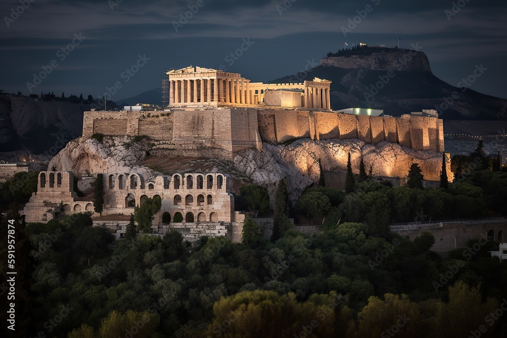 The Acropolis in Athens Greece, generative artificial intelligence

