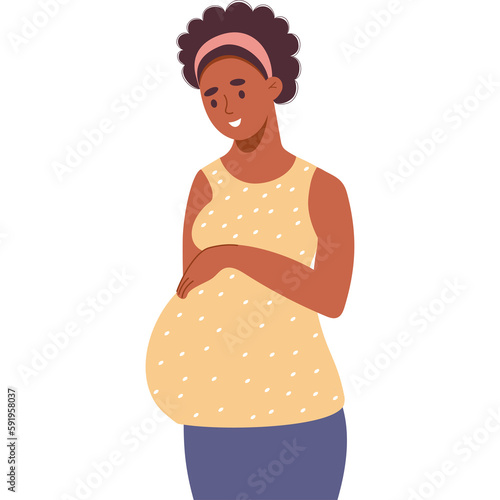 Happy pregnant black  woman