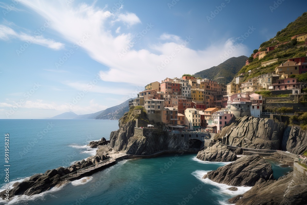 The Cinque Terre coastal towns in Italy , generative artificial intelligence
