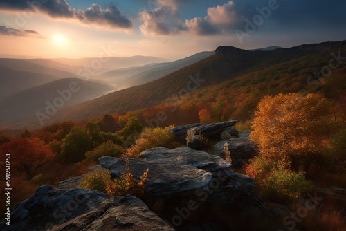 : The Blue Ridge Mountains in Virginia USA, generative artificial intelligence 