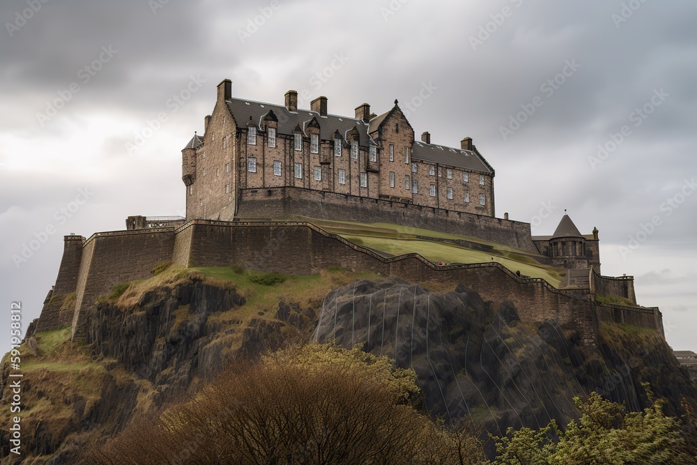 The Edinburgh Castle in Scotland, generative artificial intelligence
