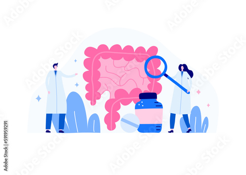 Man and women examing digestive system.