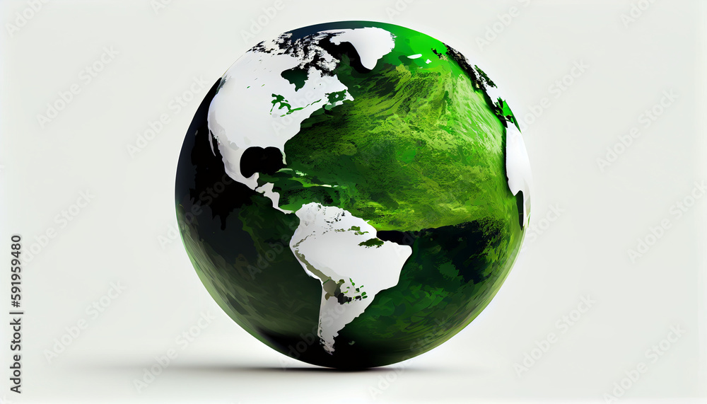 Illustration of the green planet earth on a white background Earth day concept Ai generated image Illustration of the green planet earth on a white background Earth day concept Ai generated image