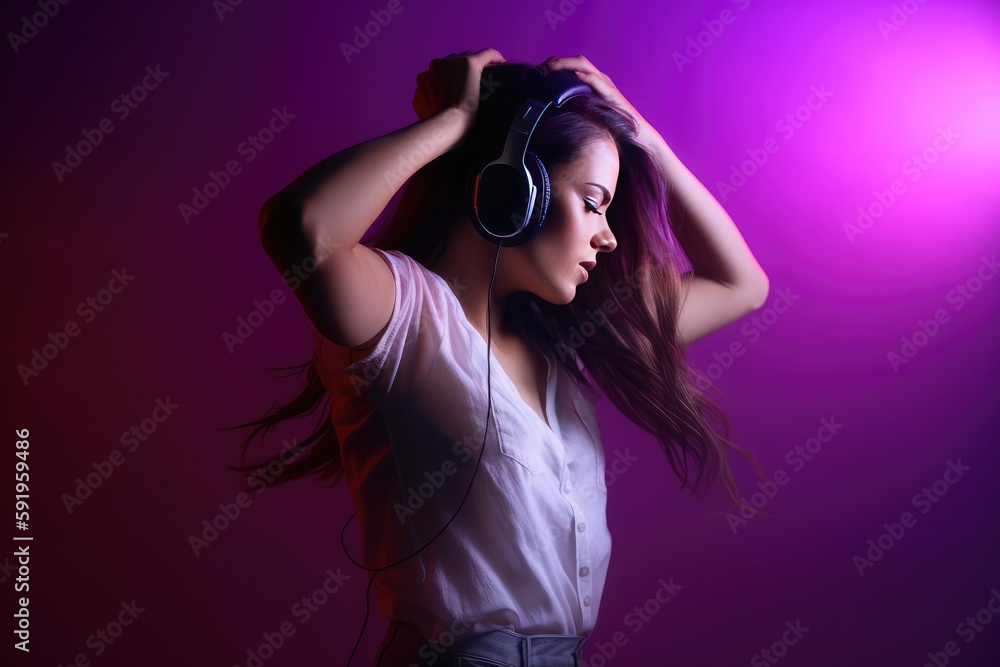 woman with headphones dancing woman with headphones dancing